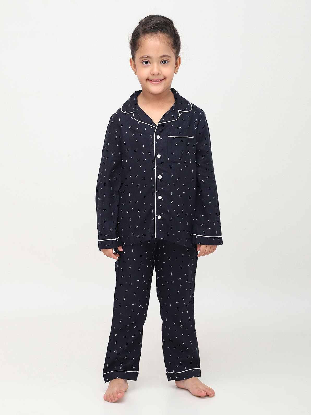 Black Abstract print Nightsuit for Girls and Boys