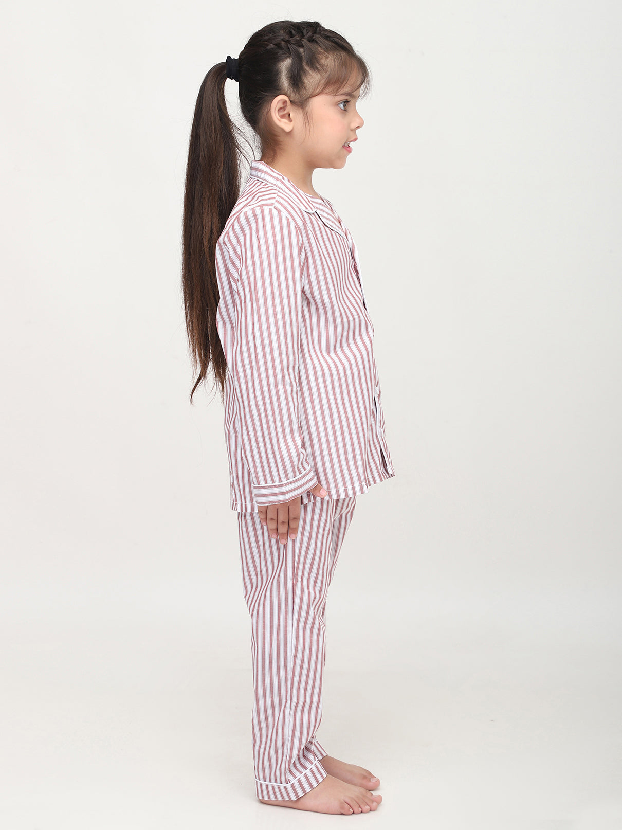 Red & White Striped Nightsuit For Girls & Boys