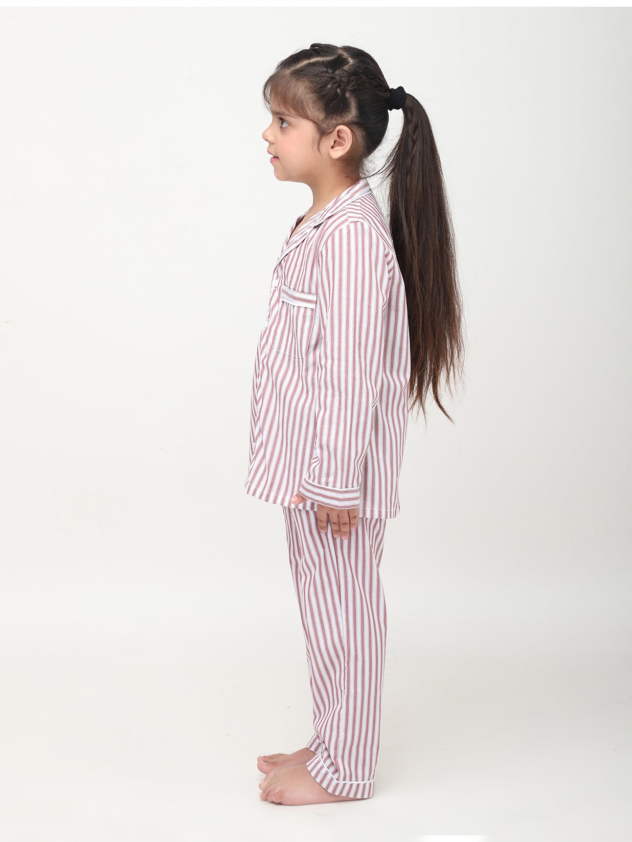 Red & White Striped Nightsuit For Girls & Boys