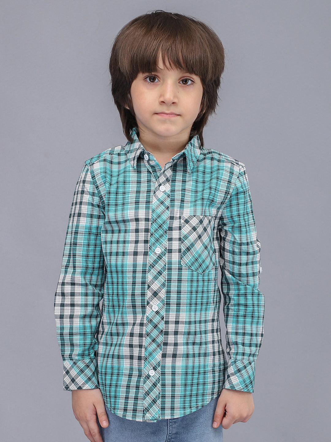 Green Checkered Full Sleeve Casual Shirt