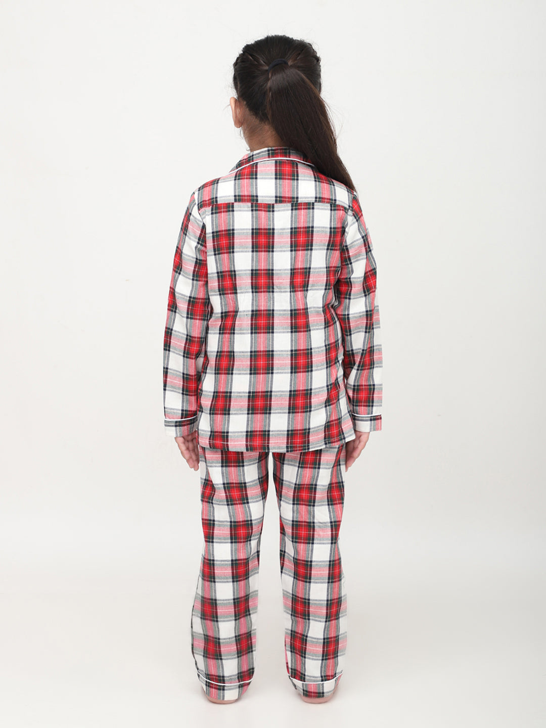 Classic Christmas Green Plaid Night Suits For Girls & Boys