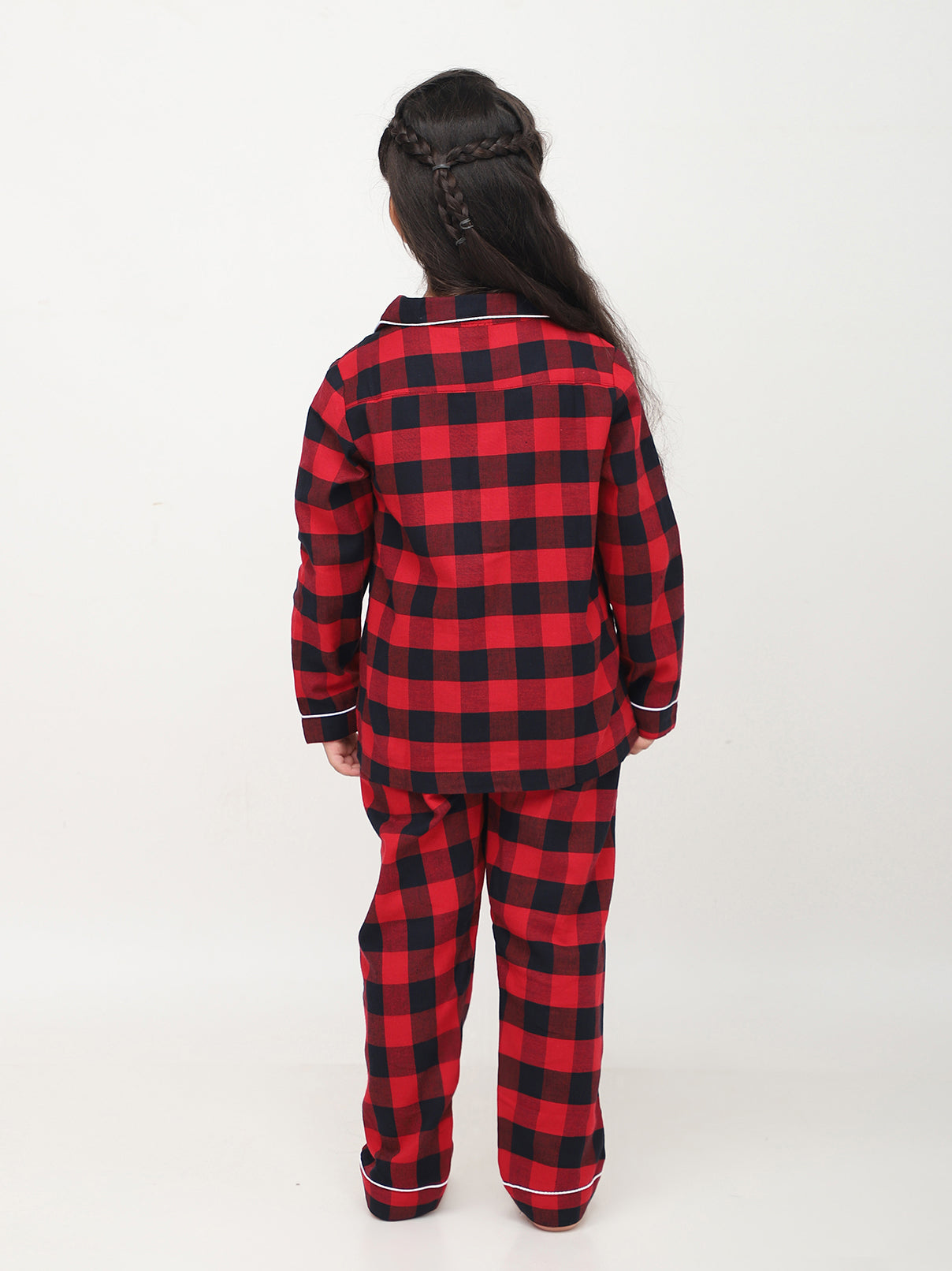 Classic Christmas Red & Black Checkered PJ Set for Girls & Boys