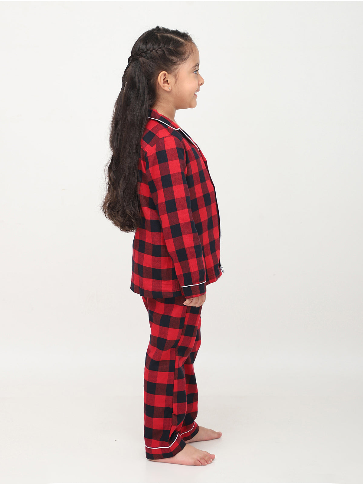 Pijamas a Cuadros Clásicos Rojos y Negros de Navidad Para Niños y Niñas