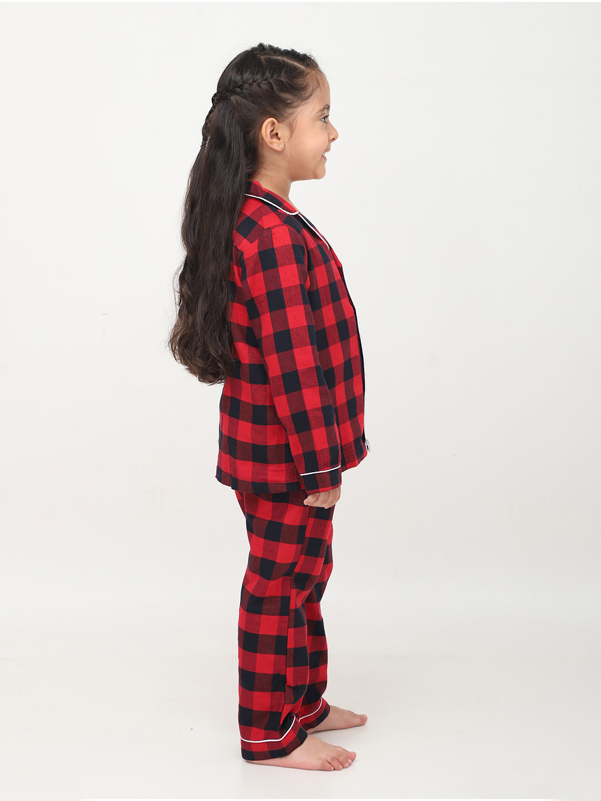 Classic Christmas Red & Black Checkered PJ Set for Girls & Boys