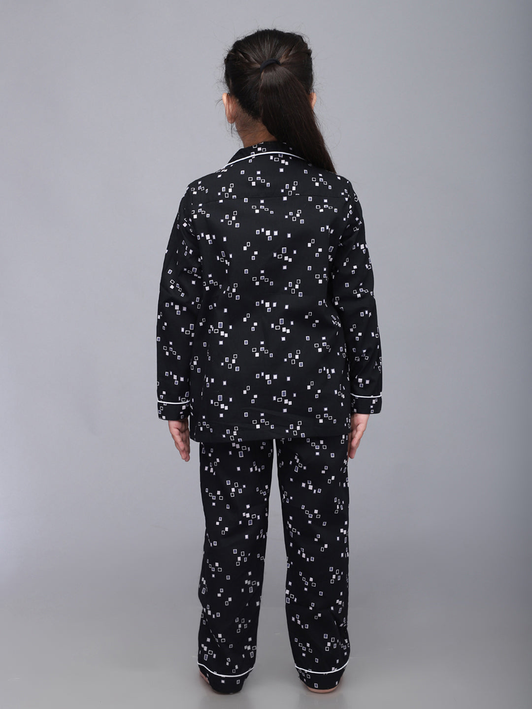 Pijama de manga larga con estampado geométrico para niños y niñas
