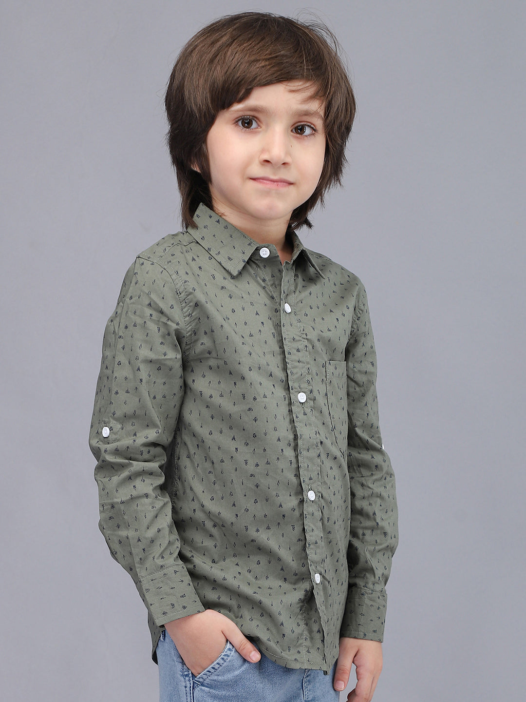 Green Printed Full Sleeve Casual Shirt