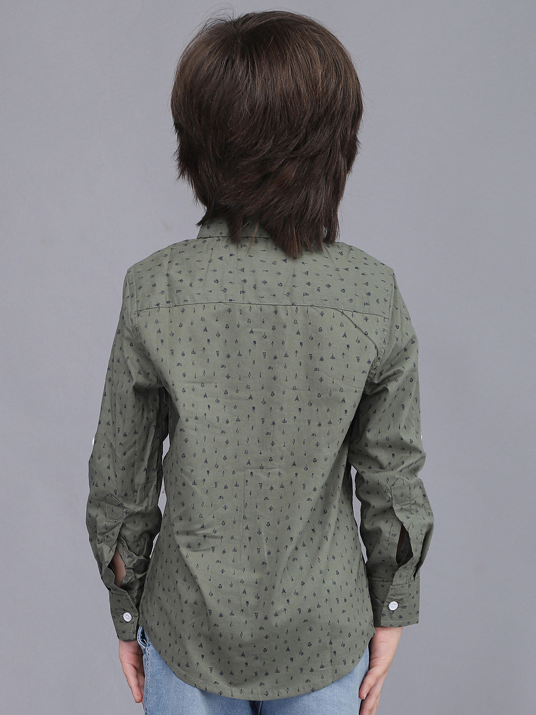 Green Printed Full Sleeve Casual Shirt