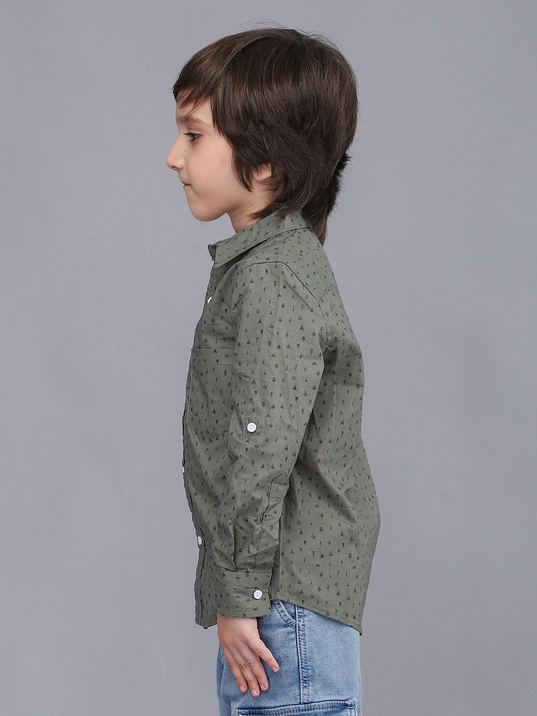 Green Printed Full Sleeve Casual Shirt