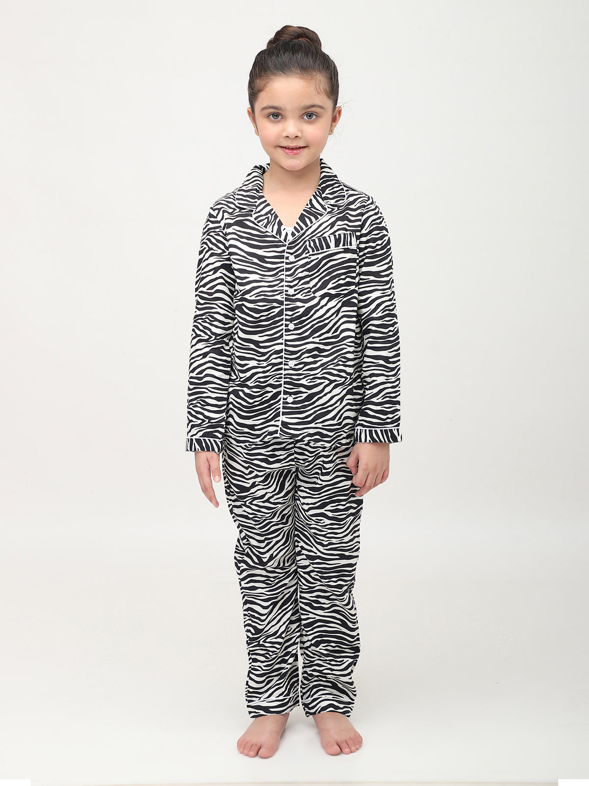 Animal Print Full Sleeves Night Suits For Girls