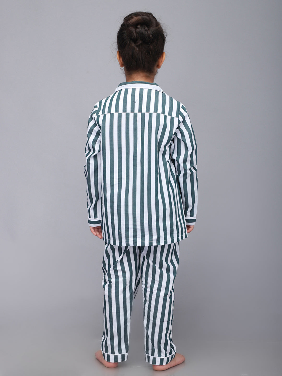 White Striped Nightsuit For Girls & Boys