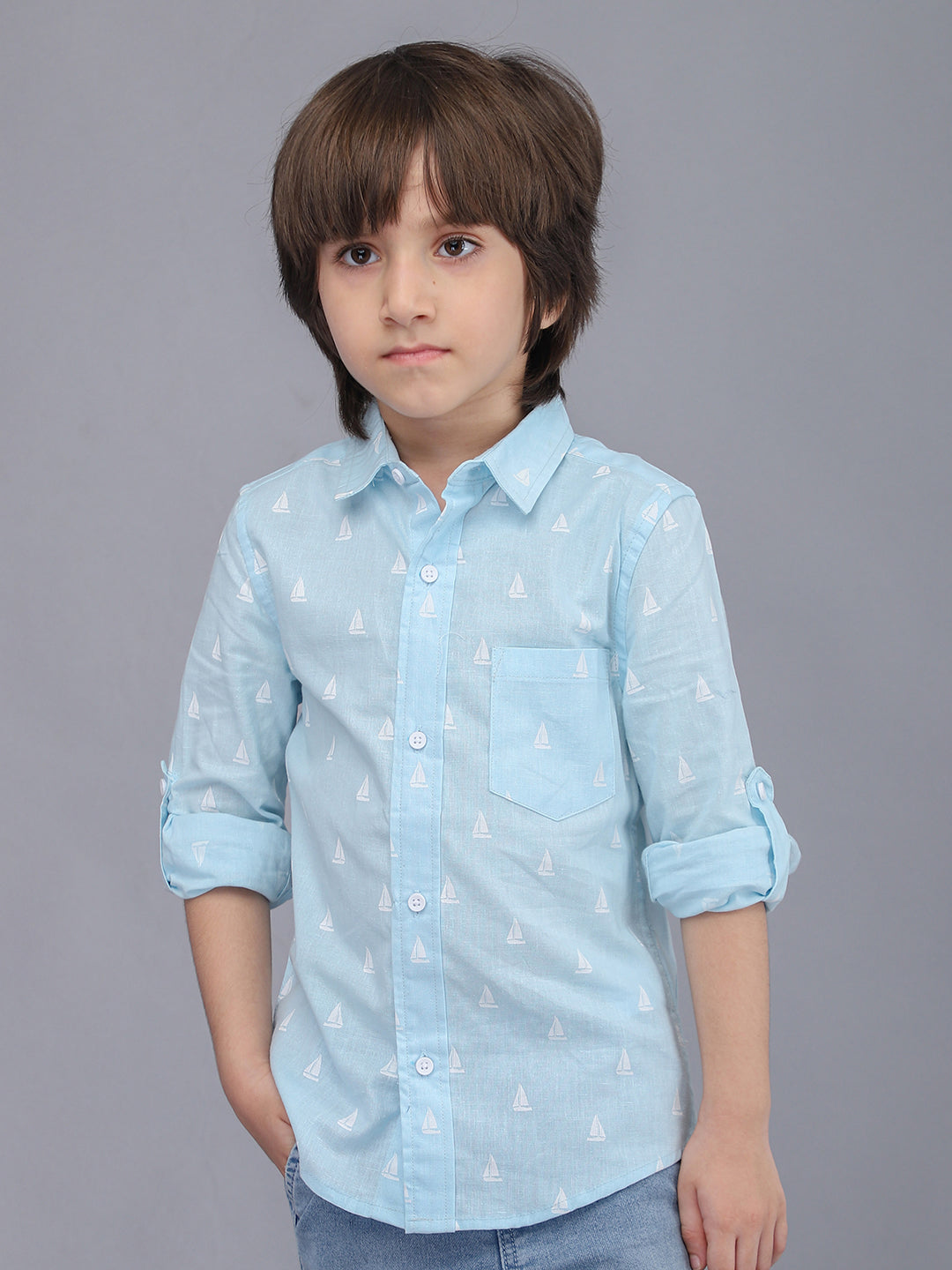 Sky Blue Checkered Full Sleeve Casual Shirt