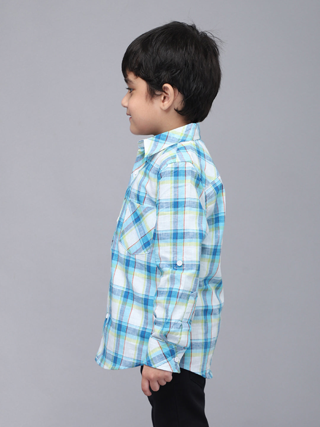 White & Blue Checkered Full Sleeve Shirt