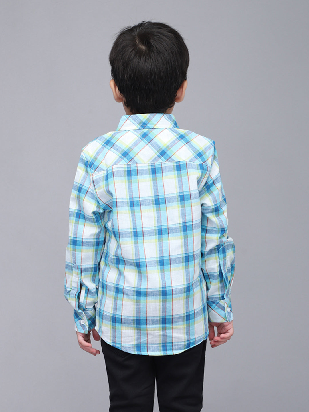 White & Blue Checkered Full Sleeve Shirt