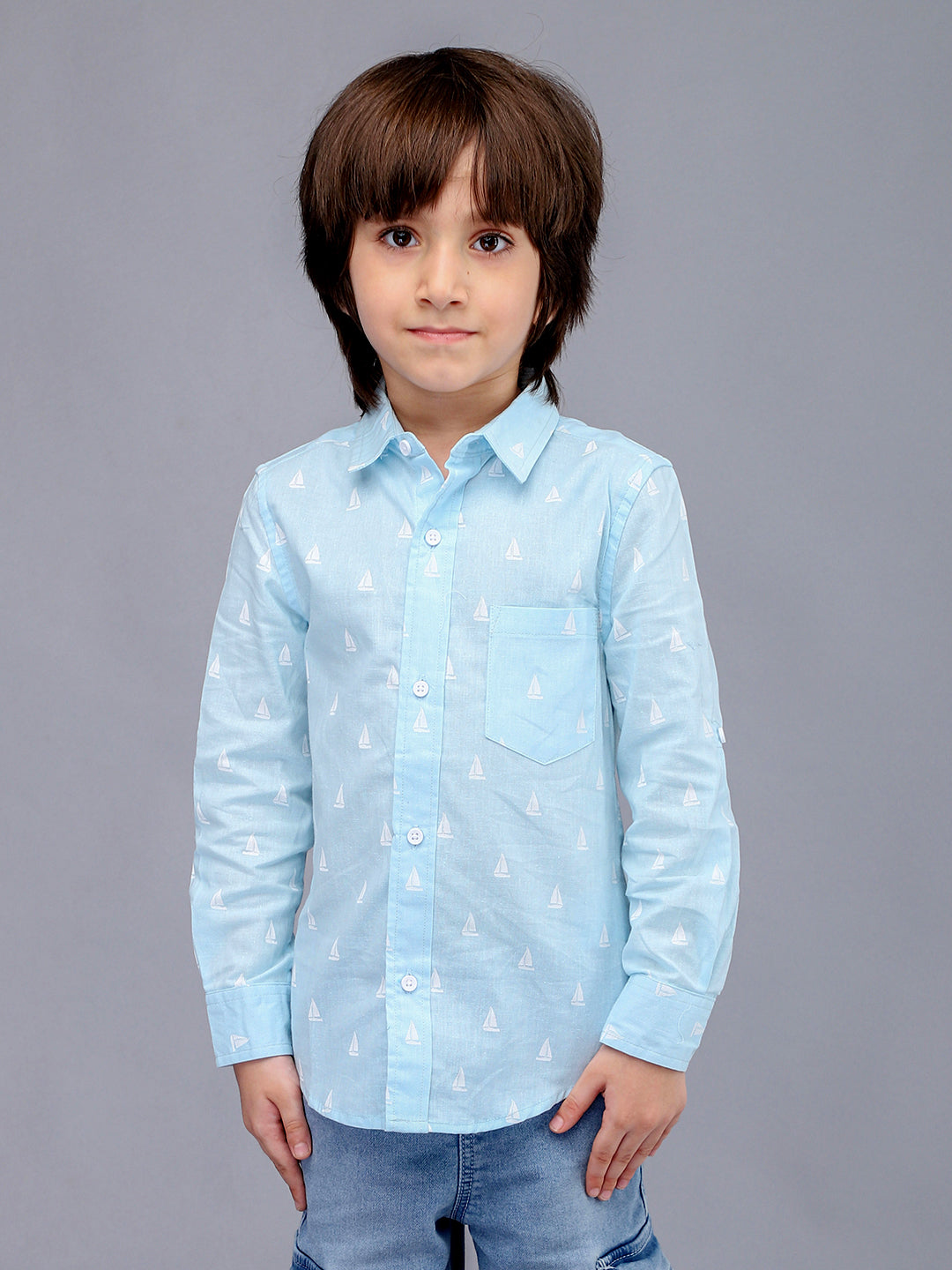 Sky Blue Checkered Full Sleeve Casual Shirt