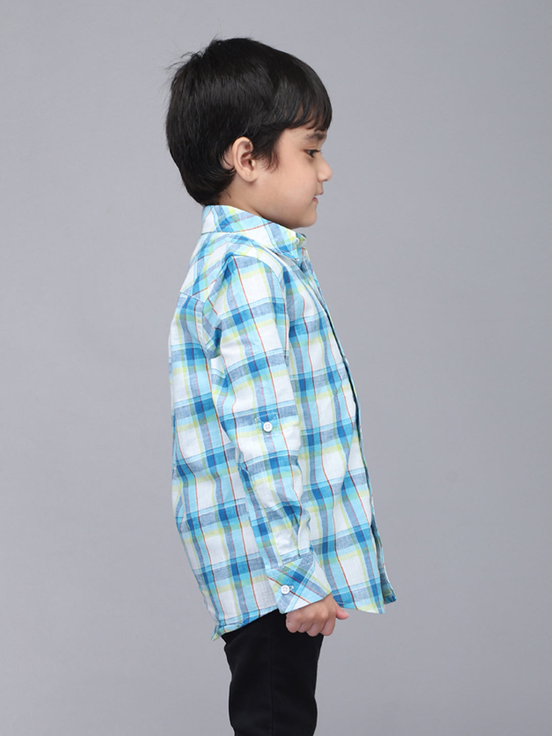 White & Blue Checkered Full Sleeve Shirt