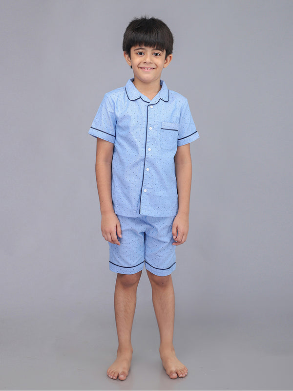 Printed Half Sleeves Night Suits For Boys