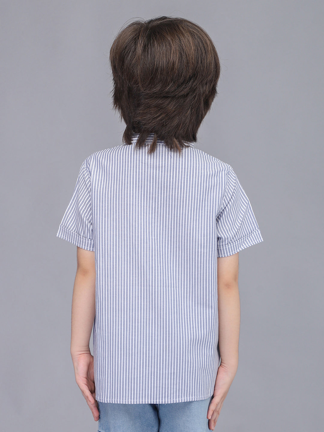 Mandarin Style Checkered Half Sleeves Shirt