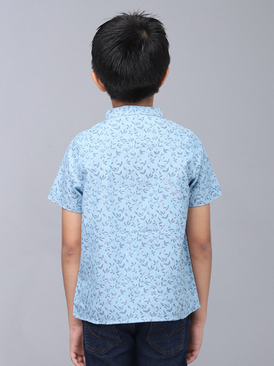 Mandarin Style Printed Half Sleeves Casual Shirt