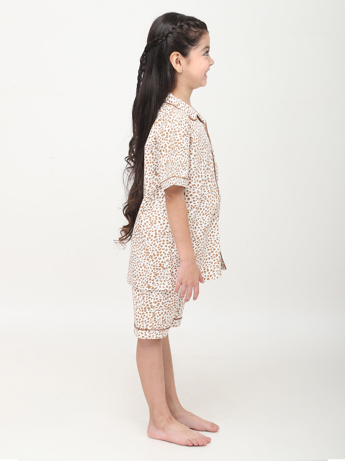Animal Print Half Sleeves Night Suits For Girls
