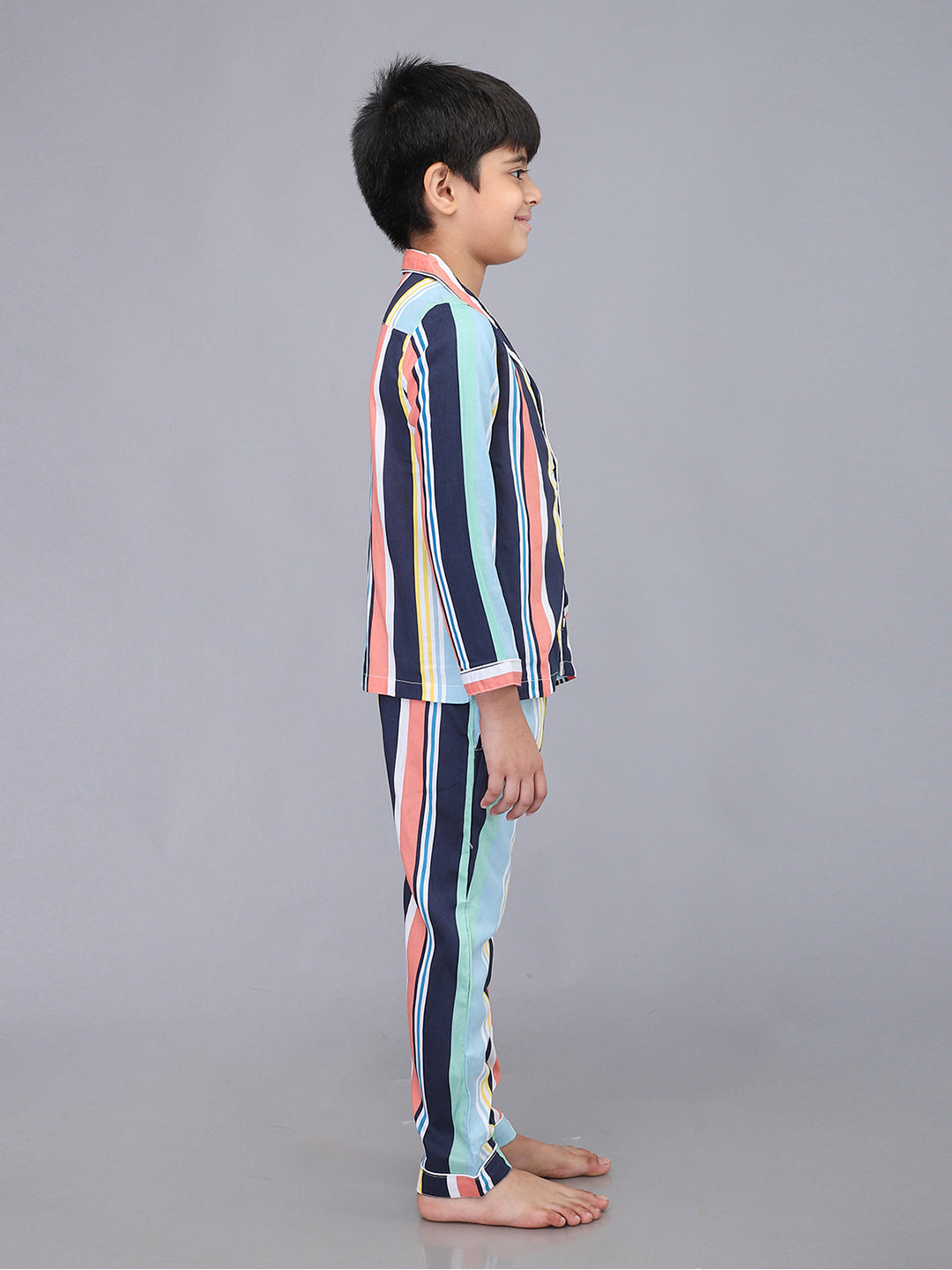 Pijamas de manga larga con rayas para niños