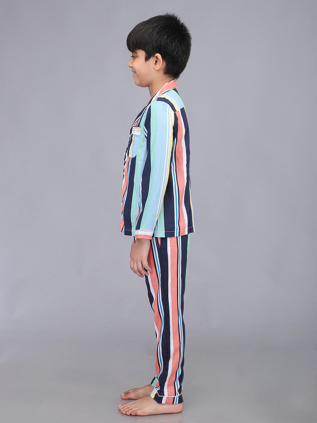 Pijamas de manga larga con rayas para niños