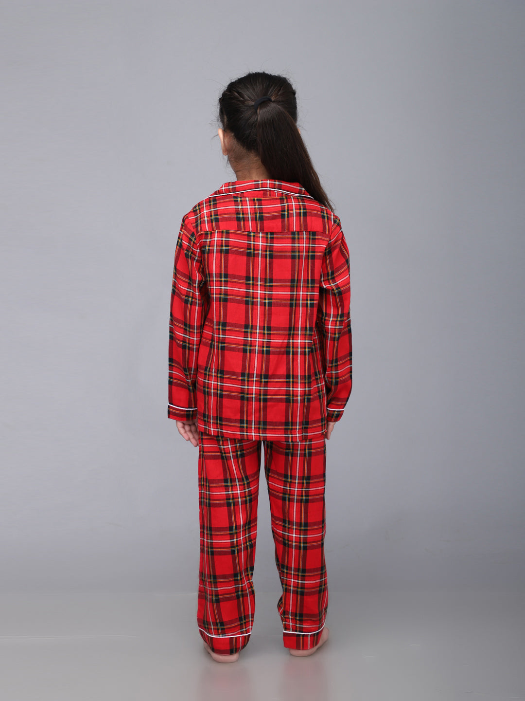 Classic Red Plaid Christmas Night Suits for Girls & Boys
