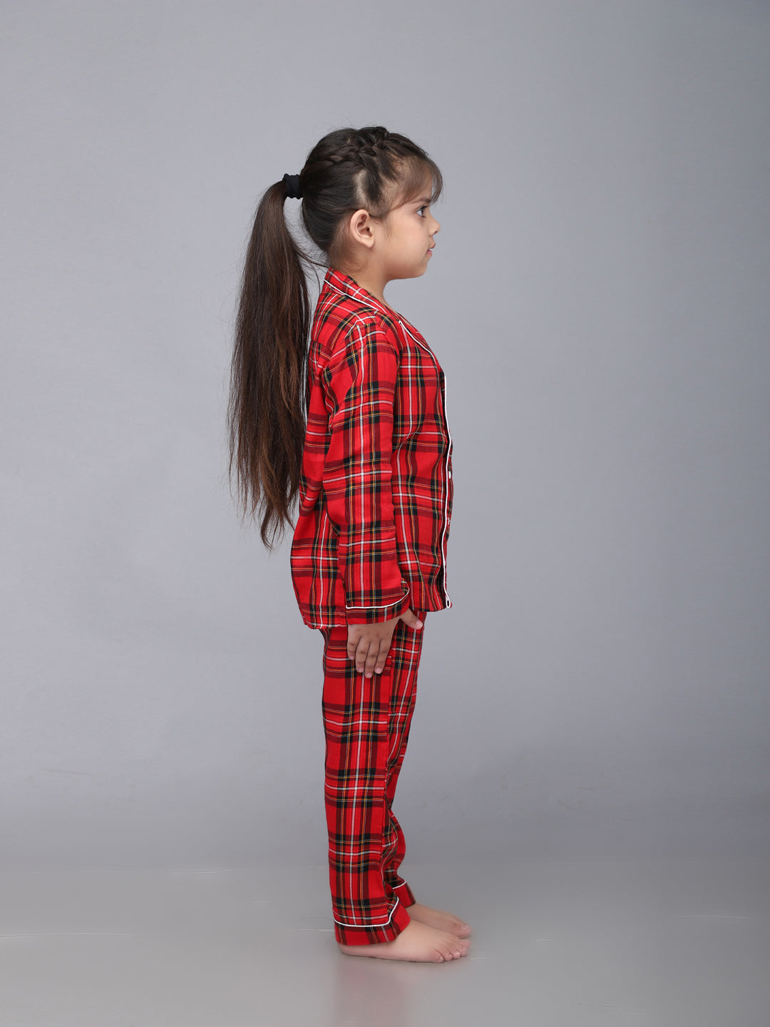 Classic Red Plaid Christmas Night Suits for Girls & Boys