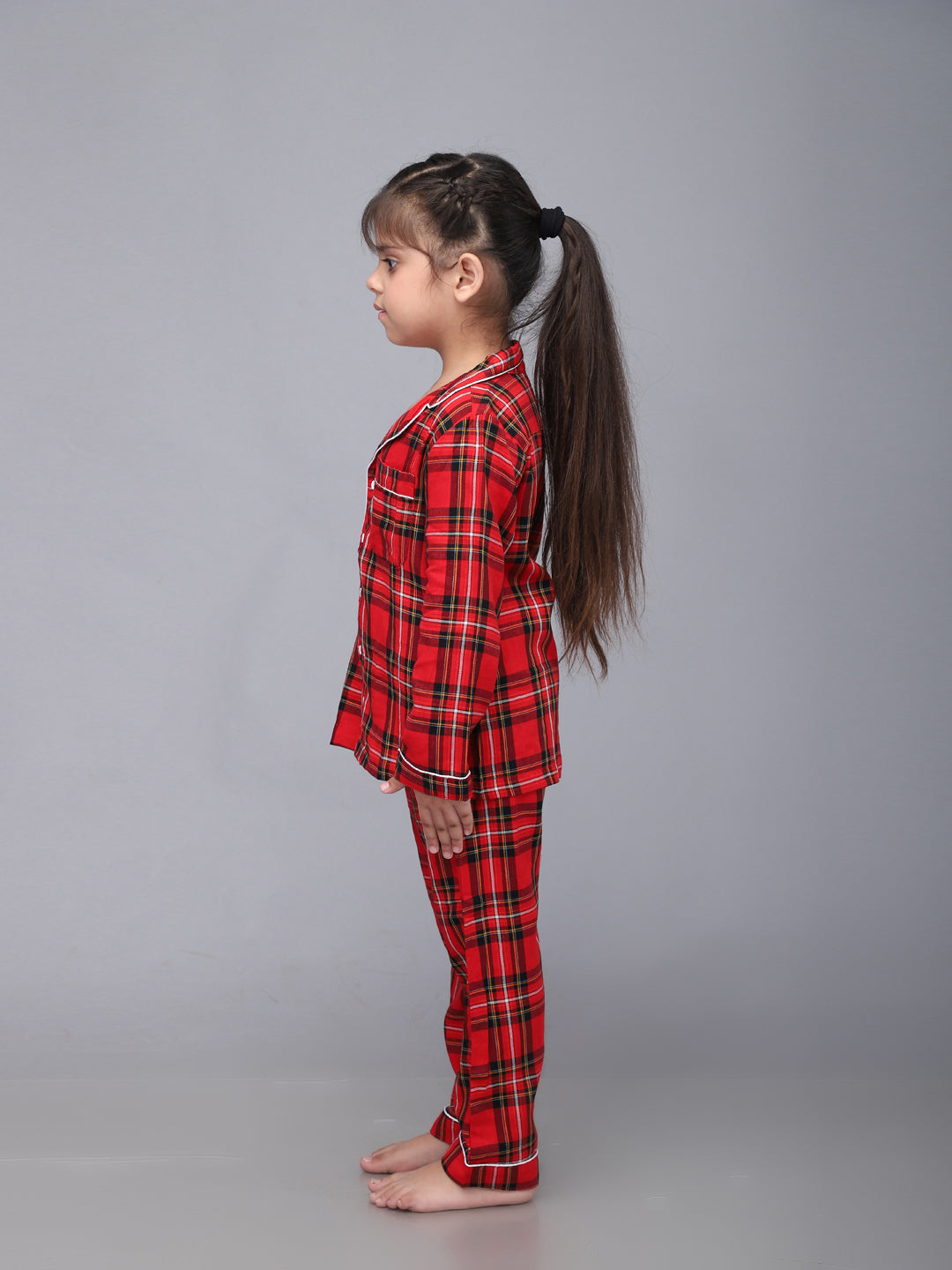 Classic Red Plaid Christmas PJ Set for Girls & Boys