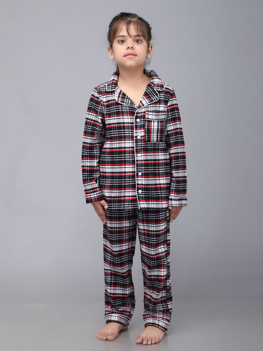 Checkered Full Sleeves Night Suits for Girls & Boys