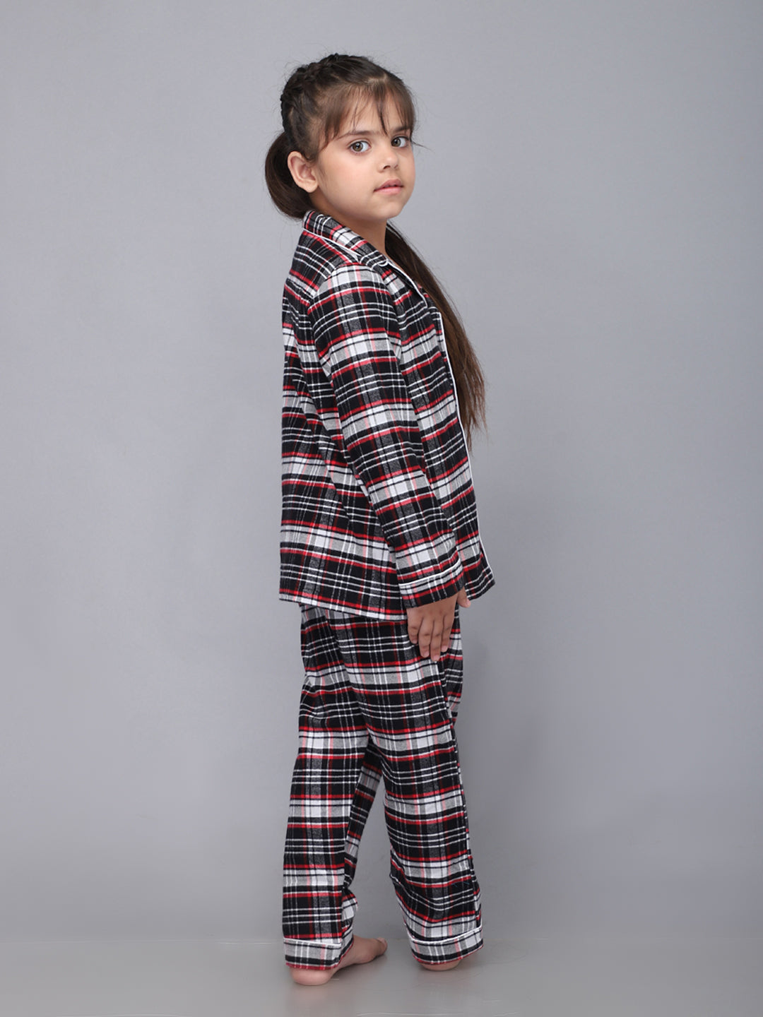 Pijamas a Cuadros de Manga Larga para Niñas y Niños