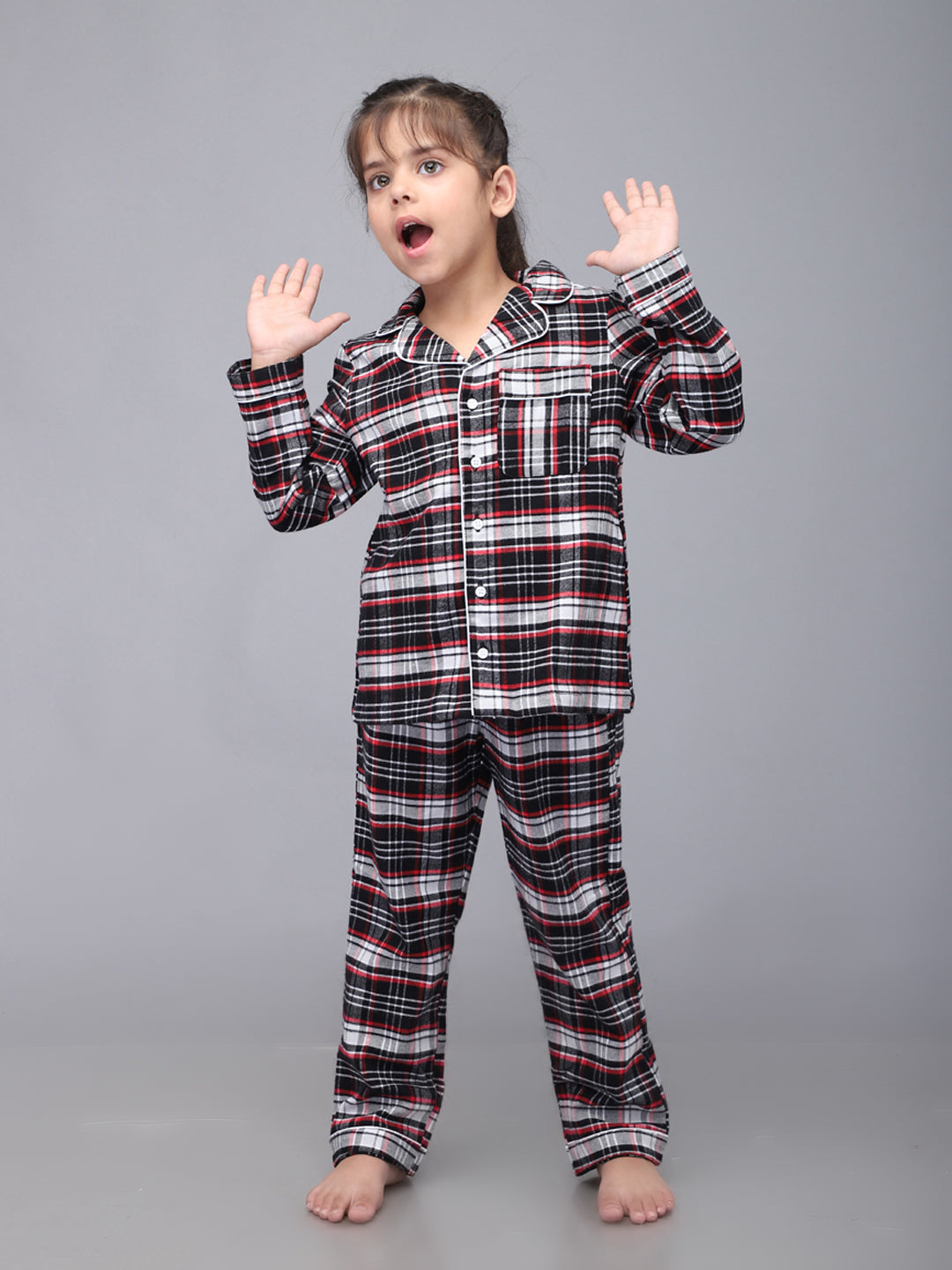 Pijamas a Cuadros de Manga Larga para Niñas y Niños