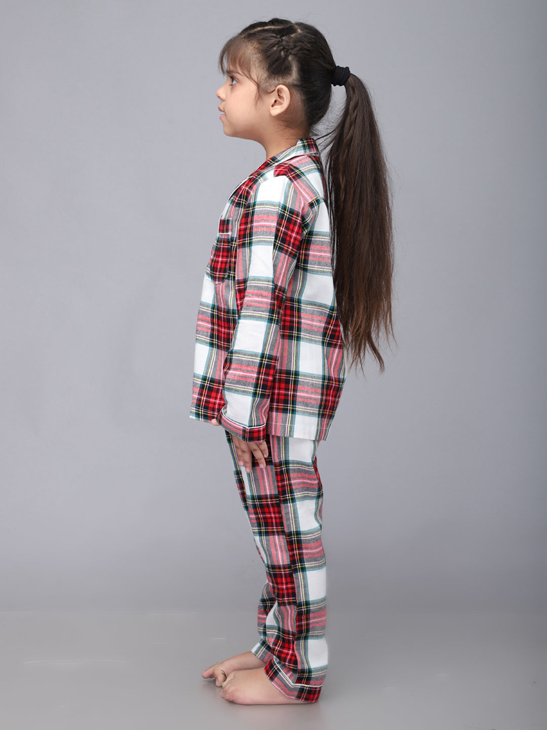 Classic Christmas Green Plaid Set for Girls & Boys- White & Red