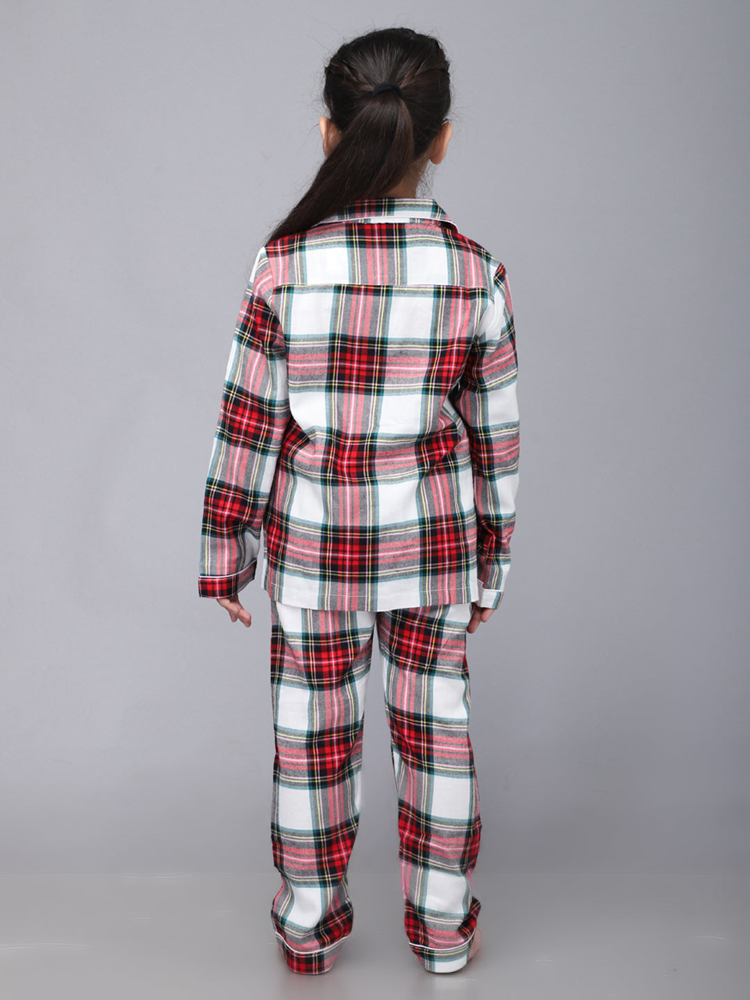 Classic Christmas Green Plaid Set for Girls & Boys- White & Red