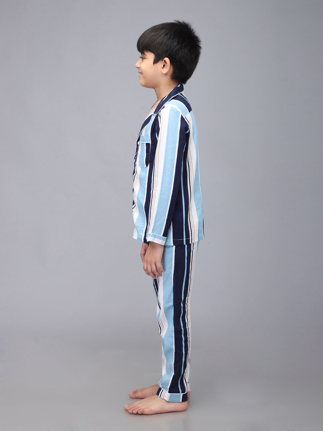 Striped Full Sleeves Night Suits For Boys