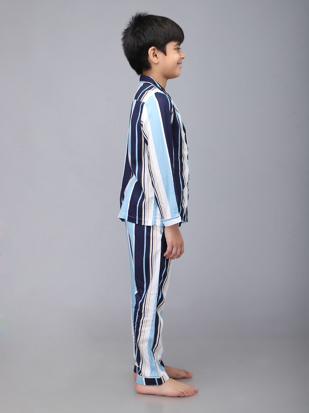 Striped Full Sleeves Night Suits For Boys
