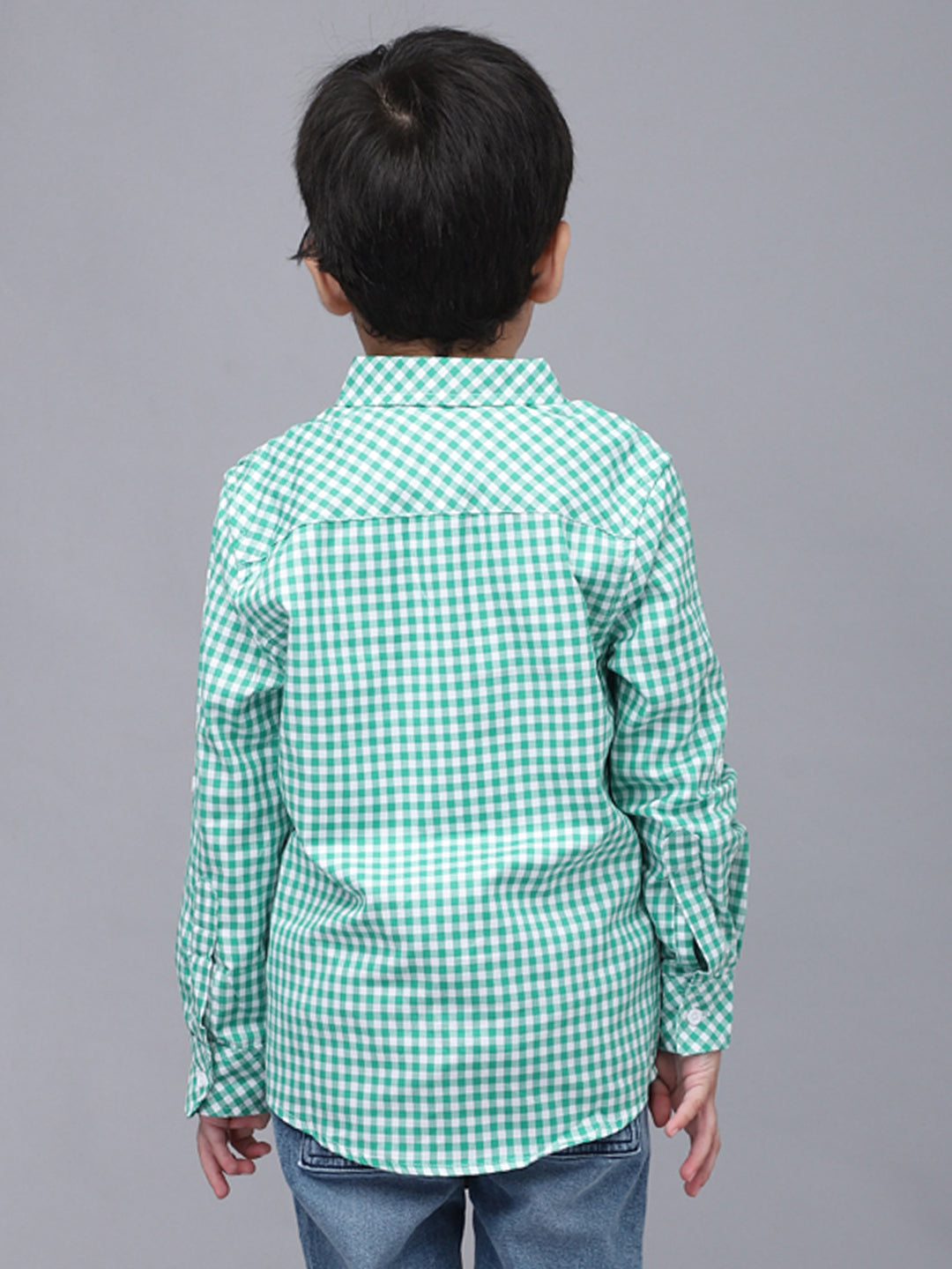 Green & White Checkered Full Sleeve Shirt