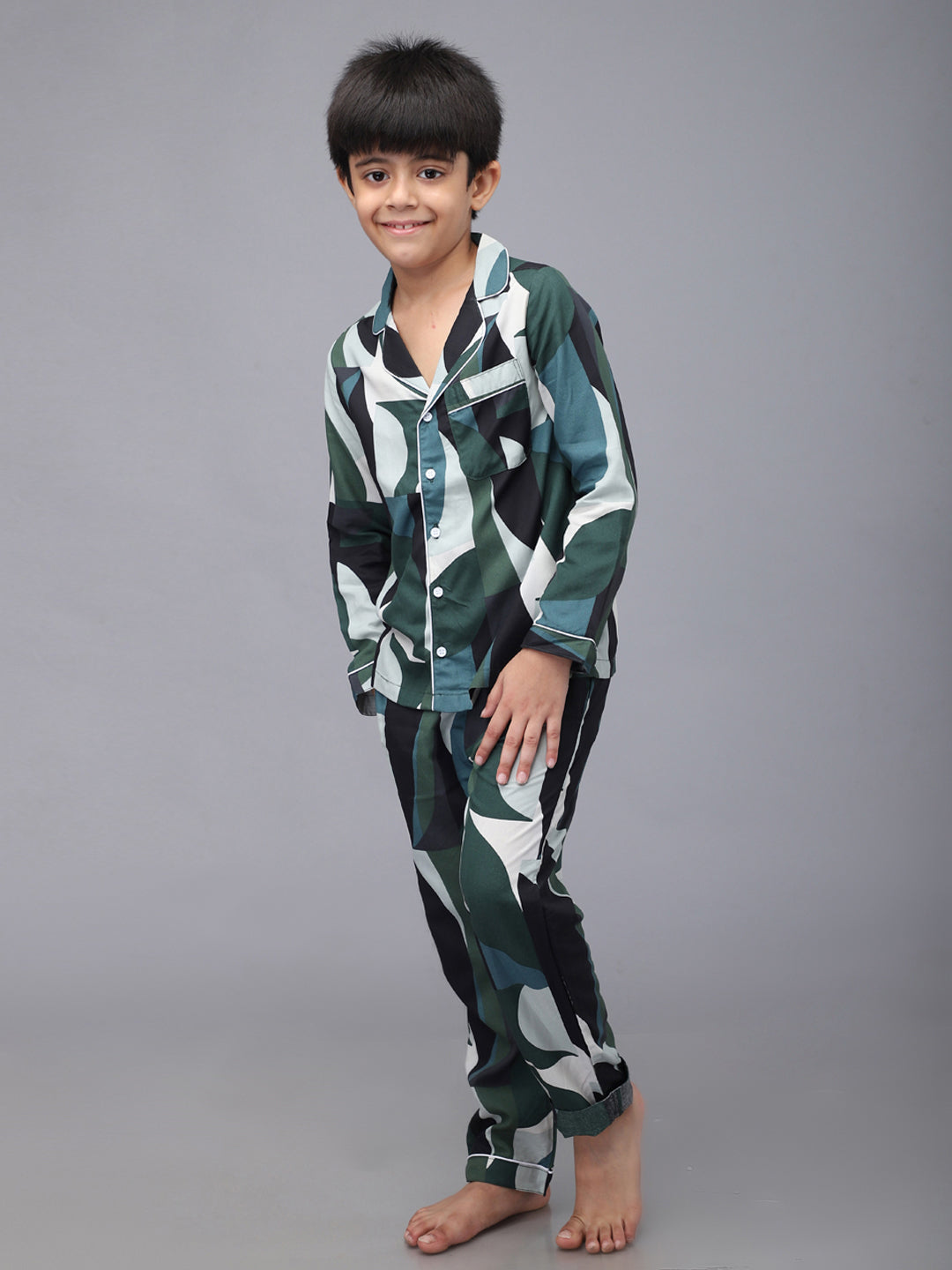 Printed Full Sleeves Night Suits For Boys