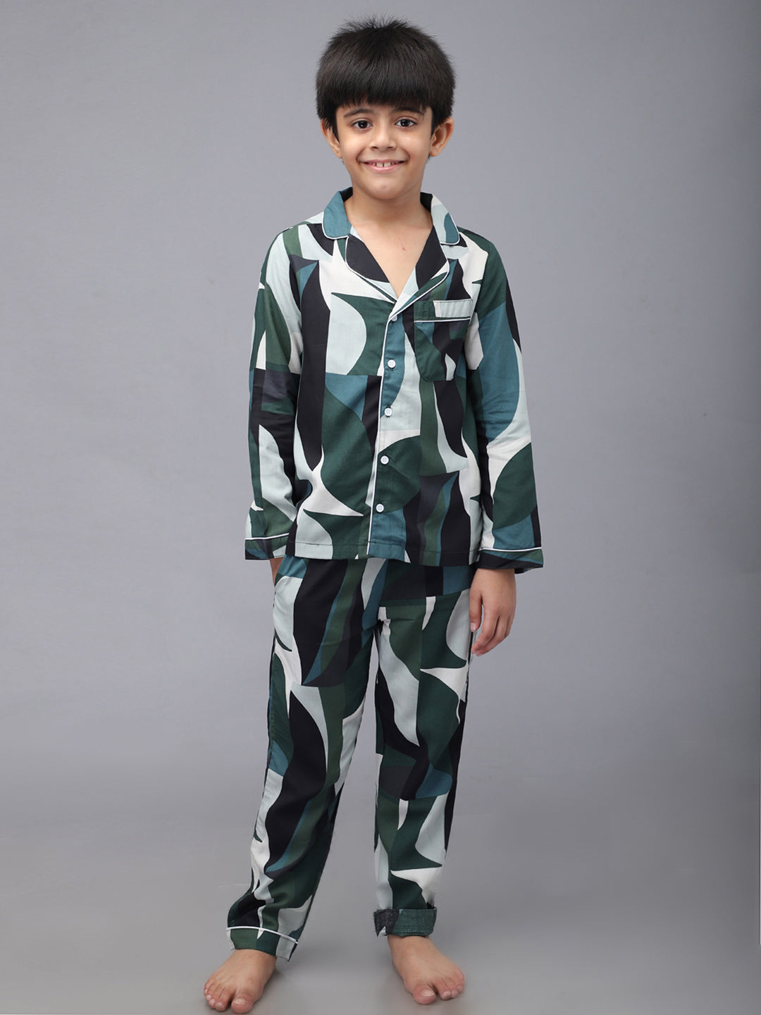 Printed Full Sleeves Night Suits For Boys
