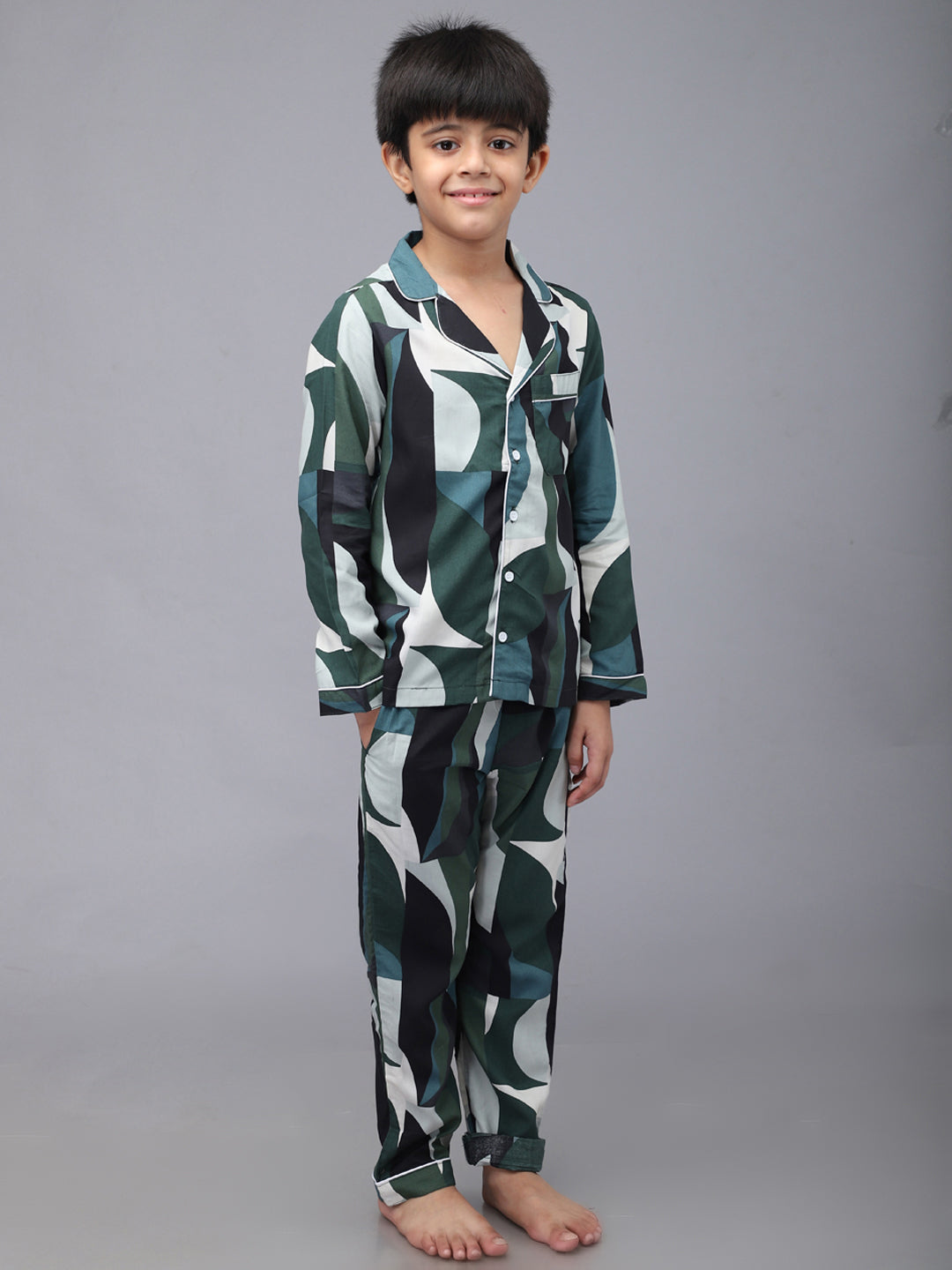 Printed Full Sleeves Night Suits For Boys