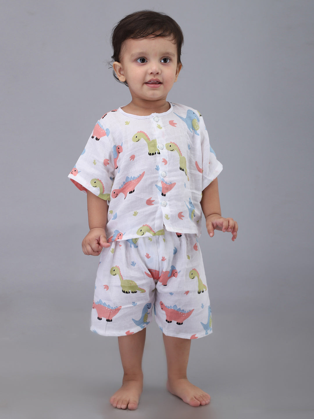 Infants Kids White Printed Top and Shorts Co-Ords Set