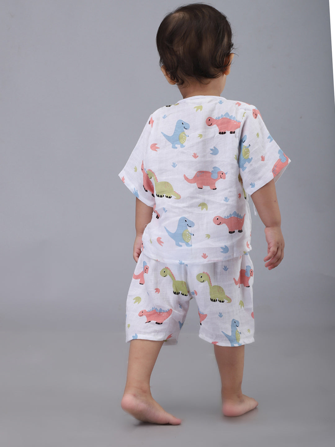 Infants Kids White Printed Top and Shorts Co-Ords Set