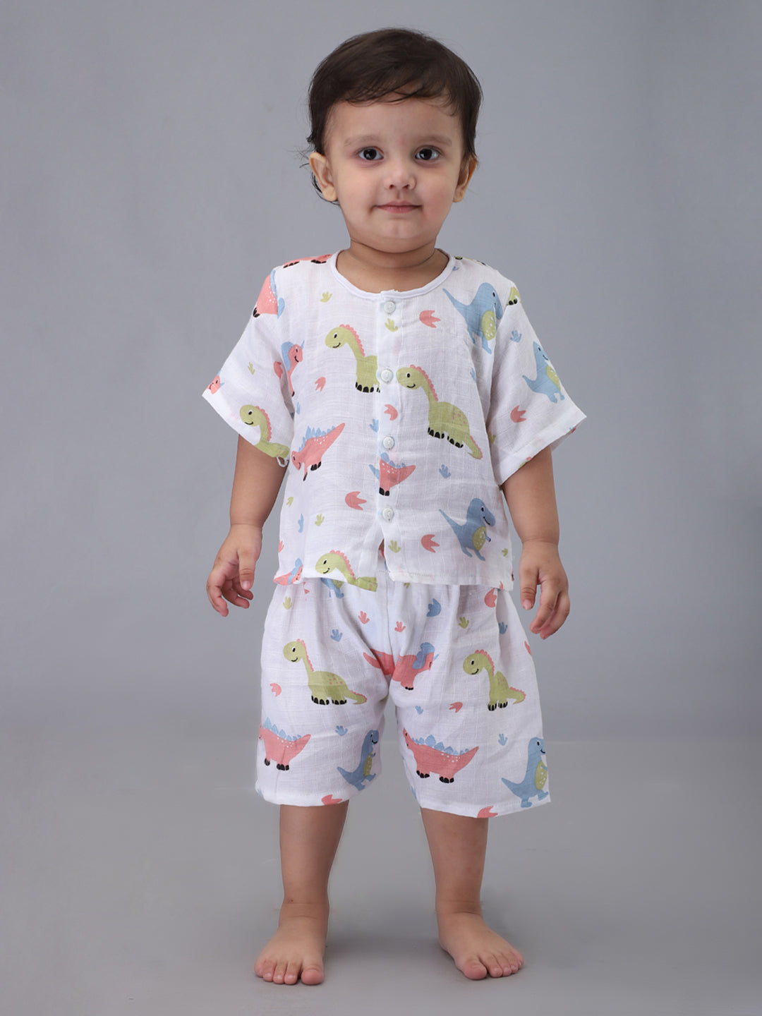 Infants Kids White Printed Top and Shorts Co-Ords Set