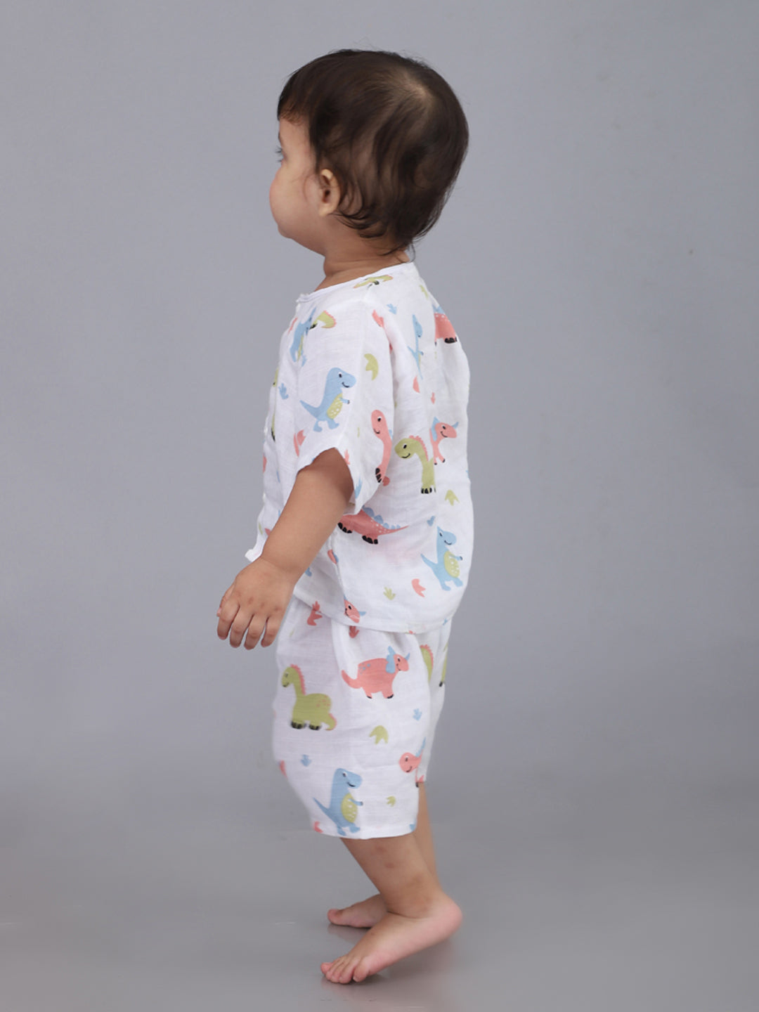 Infants Kids White Printed Top and Shorts Co-Ords Set