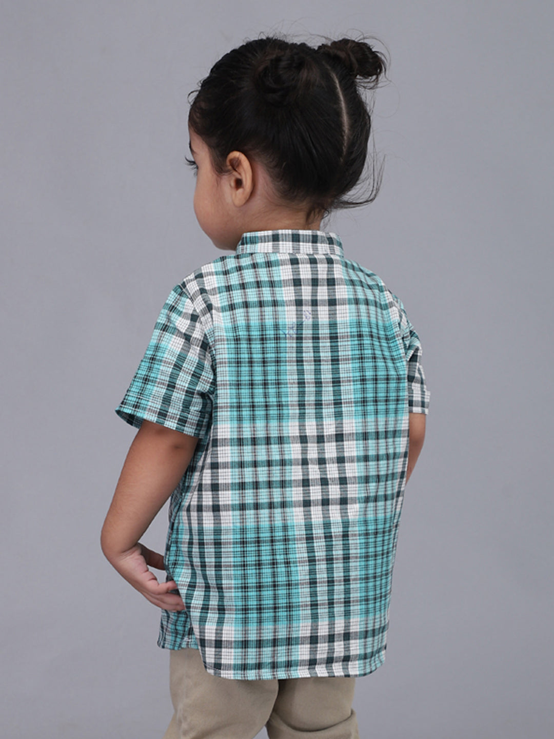 Green Checkered Half Sleeves Casual Shirt