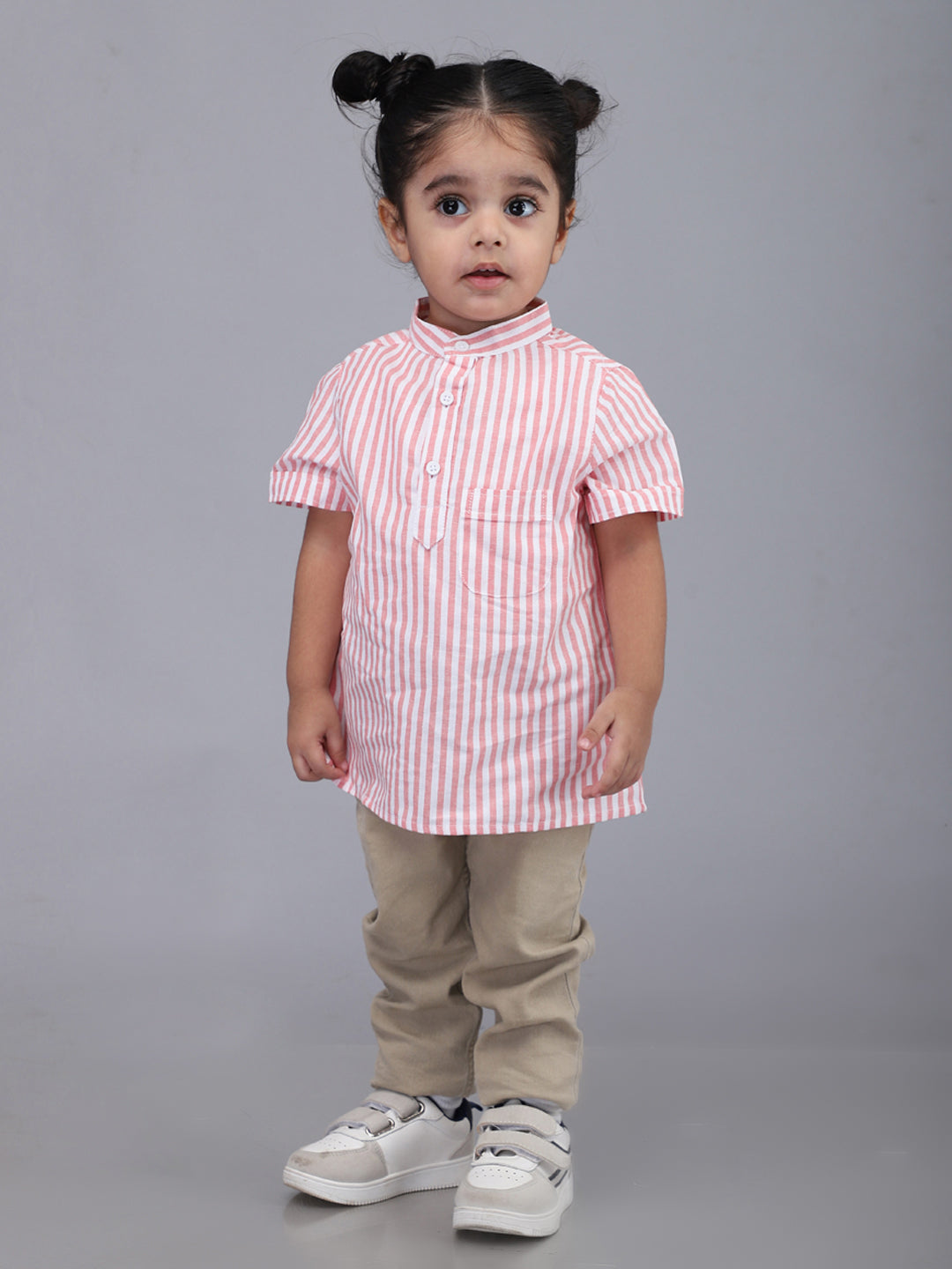 Red and White Striped Half Sleeves Casual Shirt