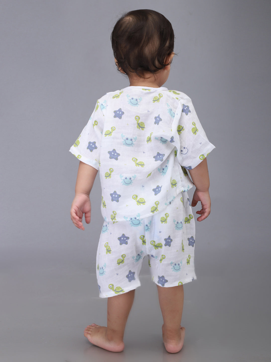 Infants Kids White Printed Top and Shorts Co-Ords Set