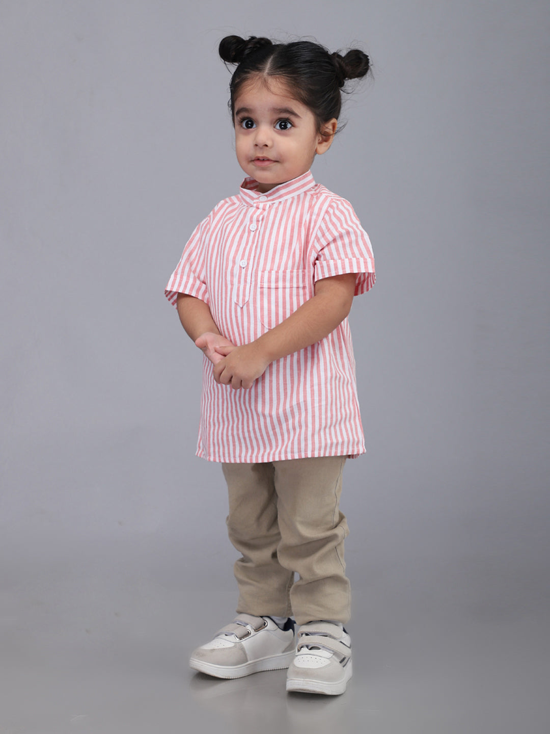 Red and White Striped Half Sleeves Casual Shirt