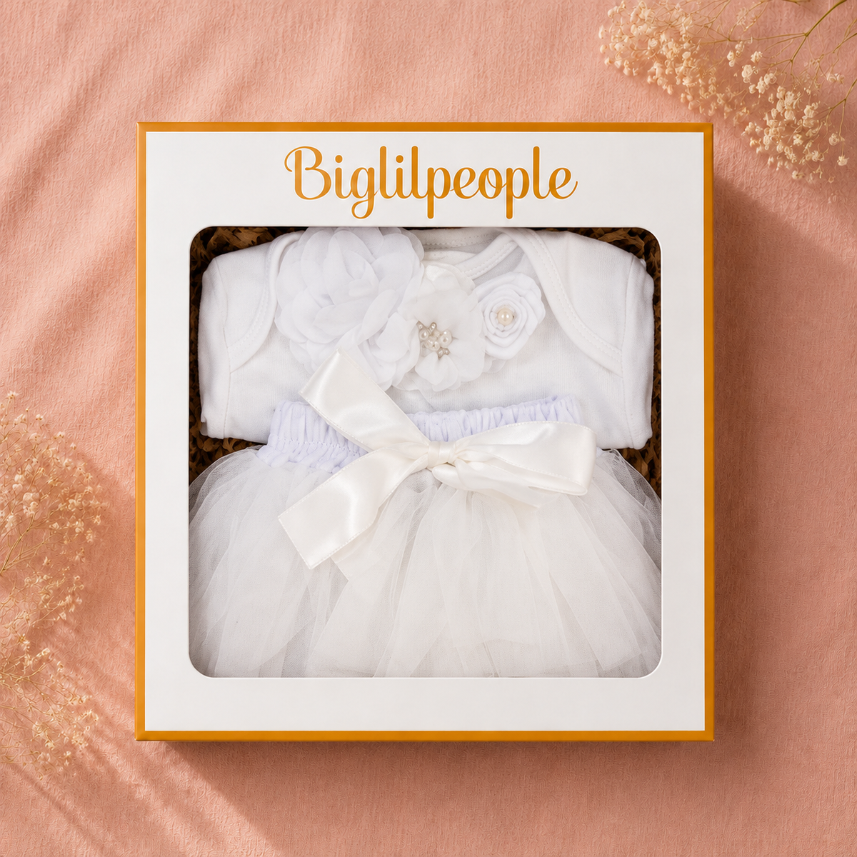 Newborn Girls Tutu Bloomer Gift Set with Romper – White