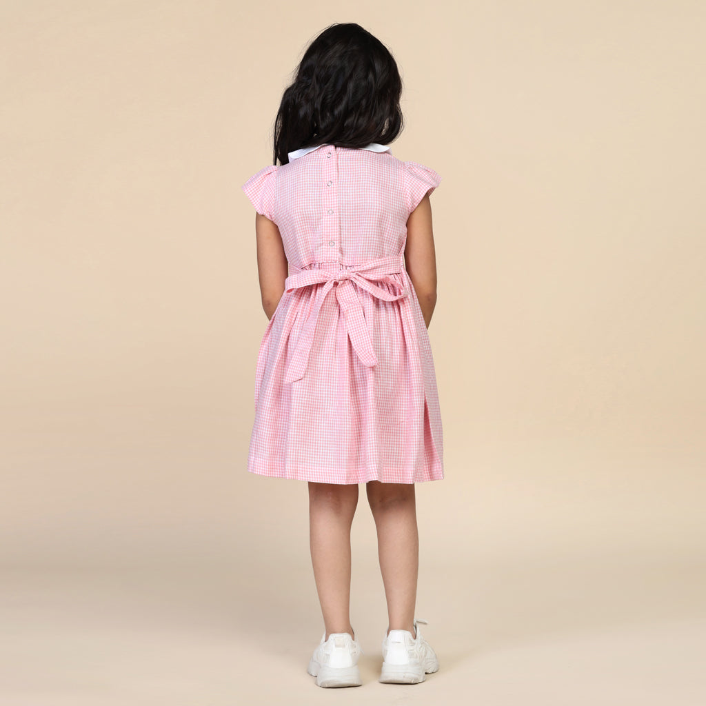 Peter Pan Collar Dress in Pink Checks