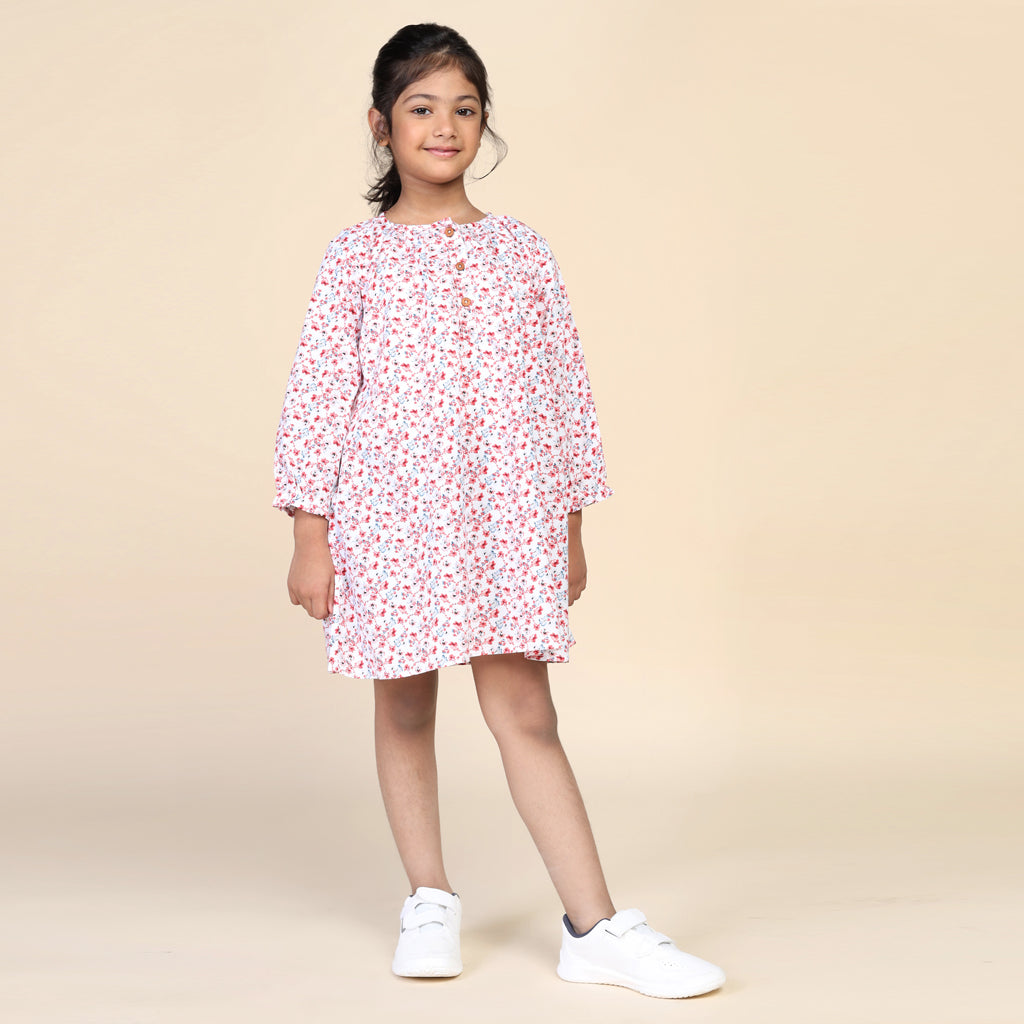 Antifit Nightdress for Girls in Floral Print